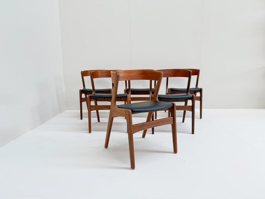 Kai Kristiansen Model T21 teak dining chairs Denmark 1960s