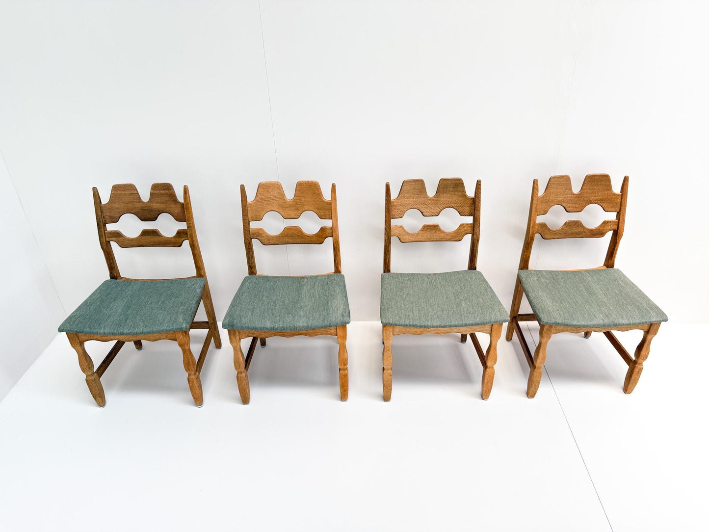 Vintage Danish oak dining chairs Razorblade by Henning Kjærnulf