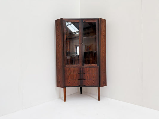 Vintage Danish rosewood corner cabinet 1960s mid-century modern