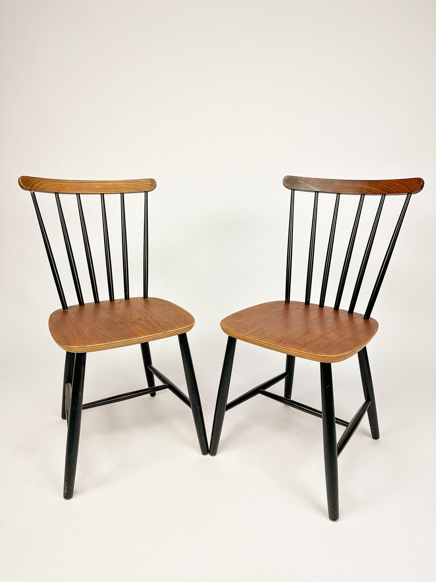 Set of Two Vintage Spindle Back Chairs in the style of Tapiovaara