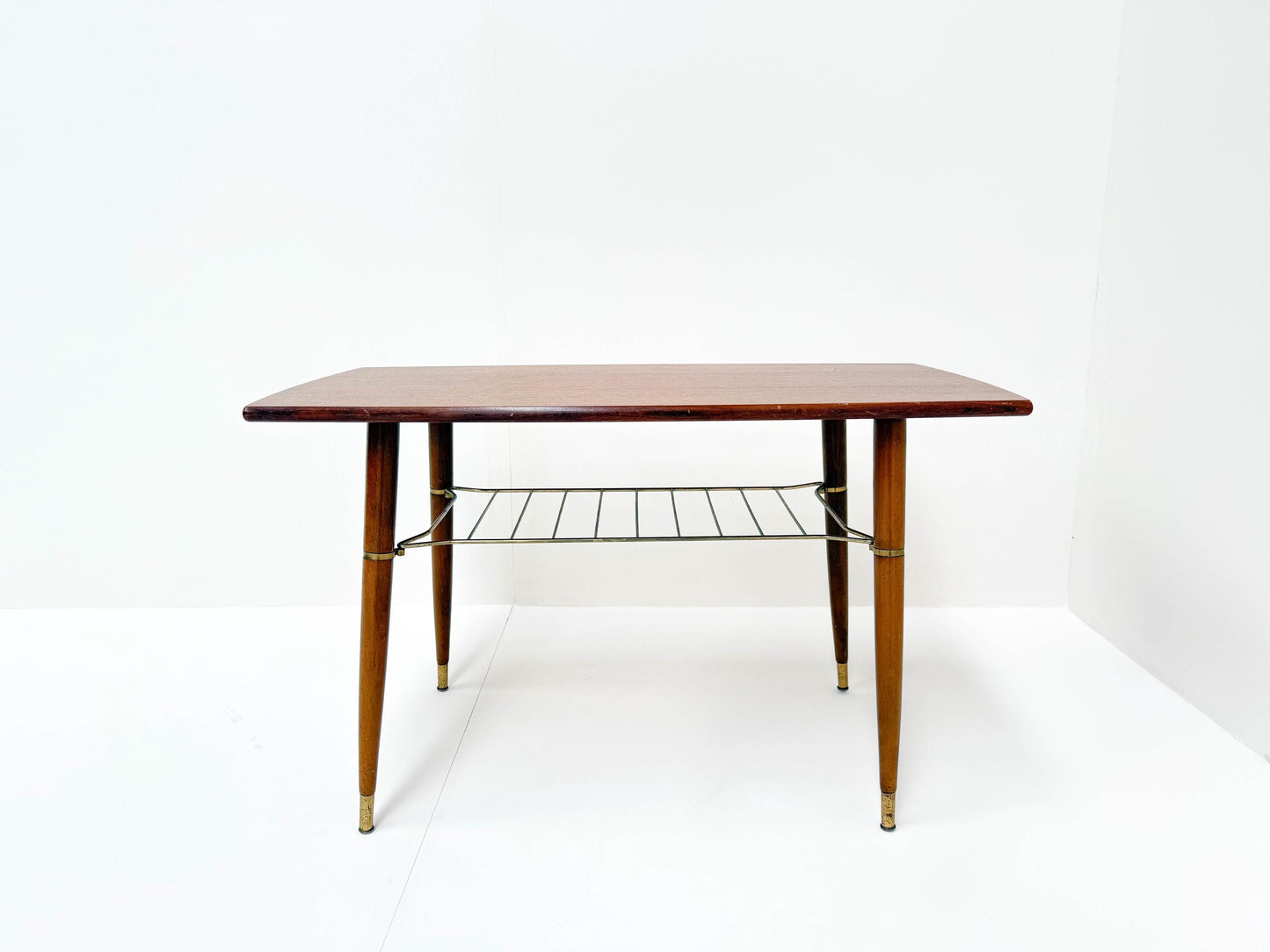 Mid-Century Modern Coffee Table with Brass Details