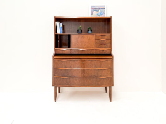 Erling Torvits Walnut Secretary Desk with Wave Front, Denmark, 1960s