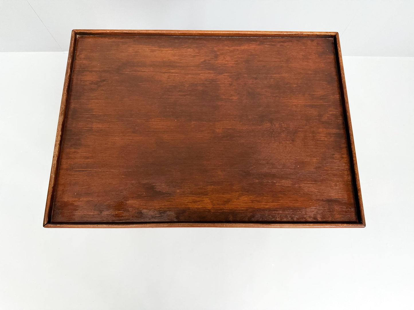 Vintage Mid-Century Modern Wooden Bar Cart Slatted Shelf