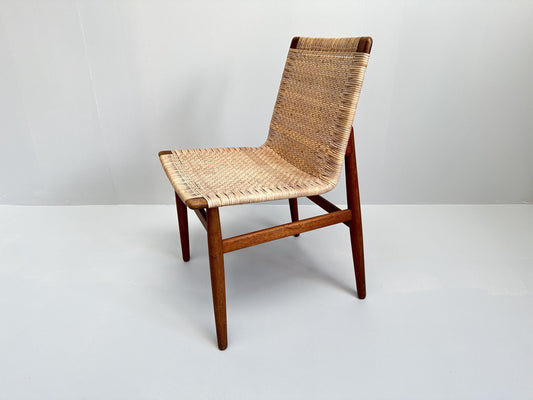 Rare Jørgen Høj Teak and Rattan Chair for Thorald Madsen, Denmark, 1950s