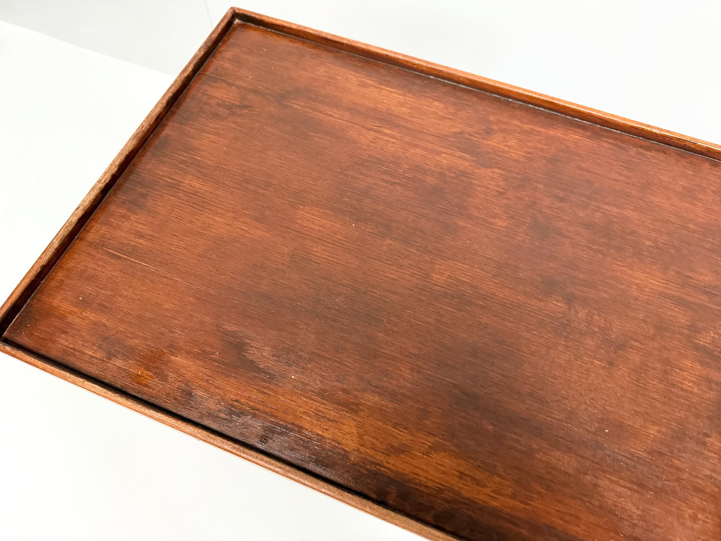 Vintage Mid-Century Modern Wooden Bar Cart Slatted Shelf