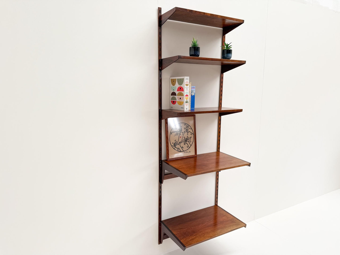 Kai Kristiansen Rosewood Wall Shelving Unit with Desk Shelves