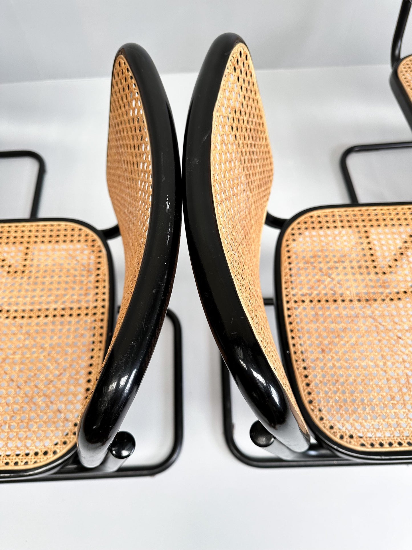 Set of 4 Vintage Cesca Chairs by Marcel Breuer for Thonet, 1980s (2x B64 Armchairs, 2x B32 Side Chairs)