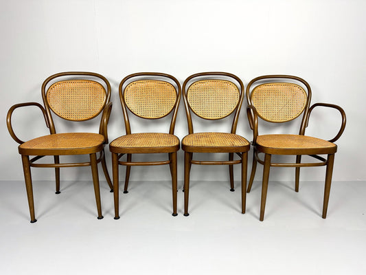 Set of 4 Authentic Thonet Chairs 215 and 215RF, 1970s