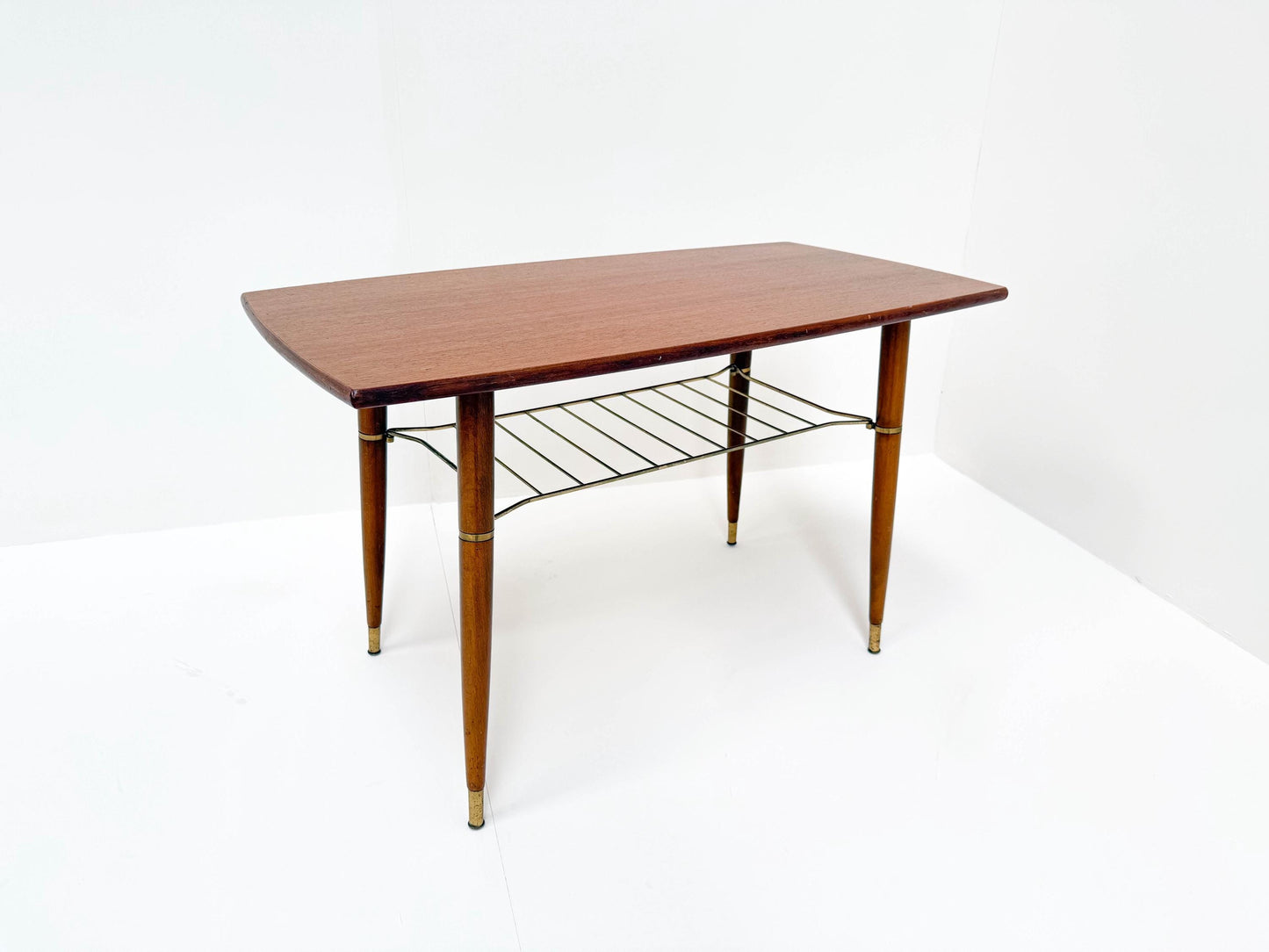 Mid-Century Modern Coffee Table with Brass Details