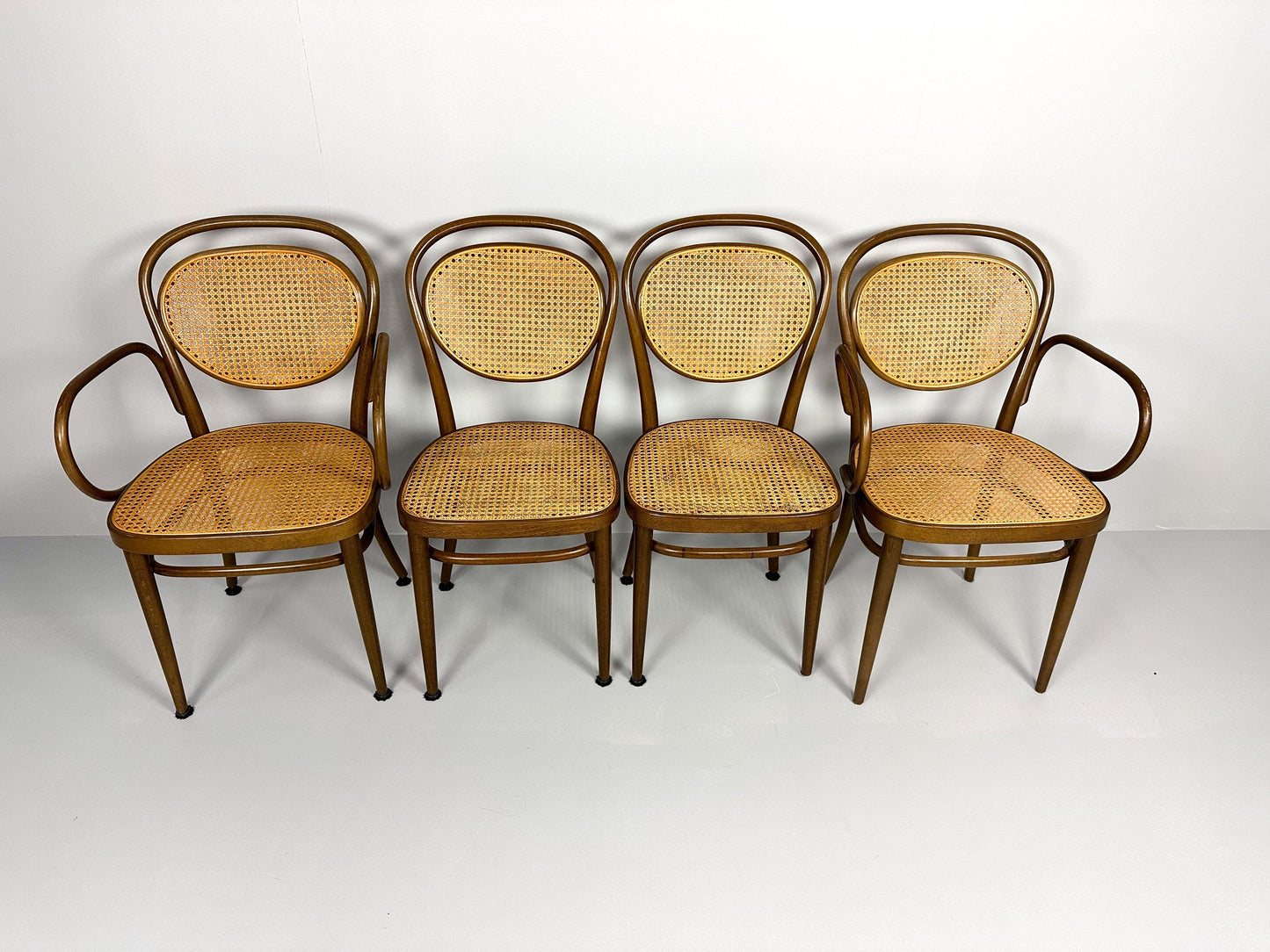 Set of 4 Authentic Thonet Chairs 215 and 215RF, 1970s