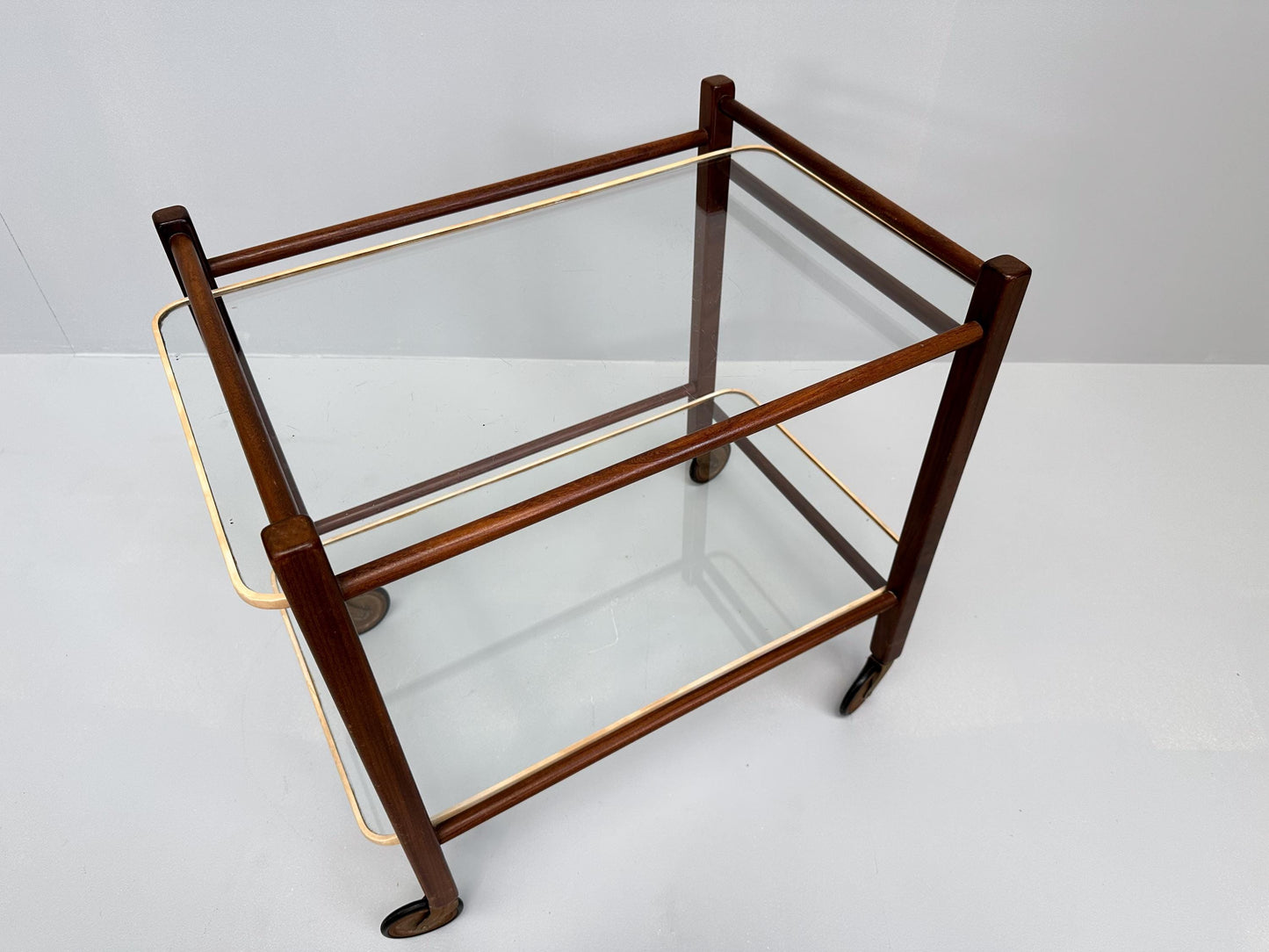 Vintage Teak Trolley with Two Glass Tops by Cees Braakman for Pastoe, 1950s