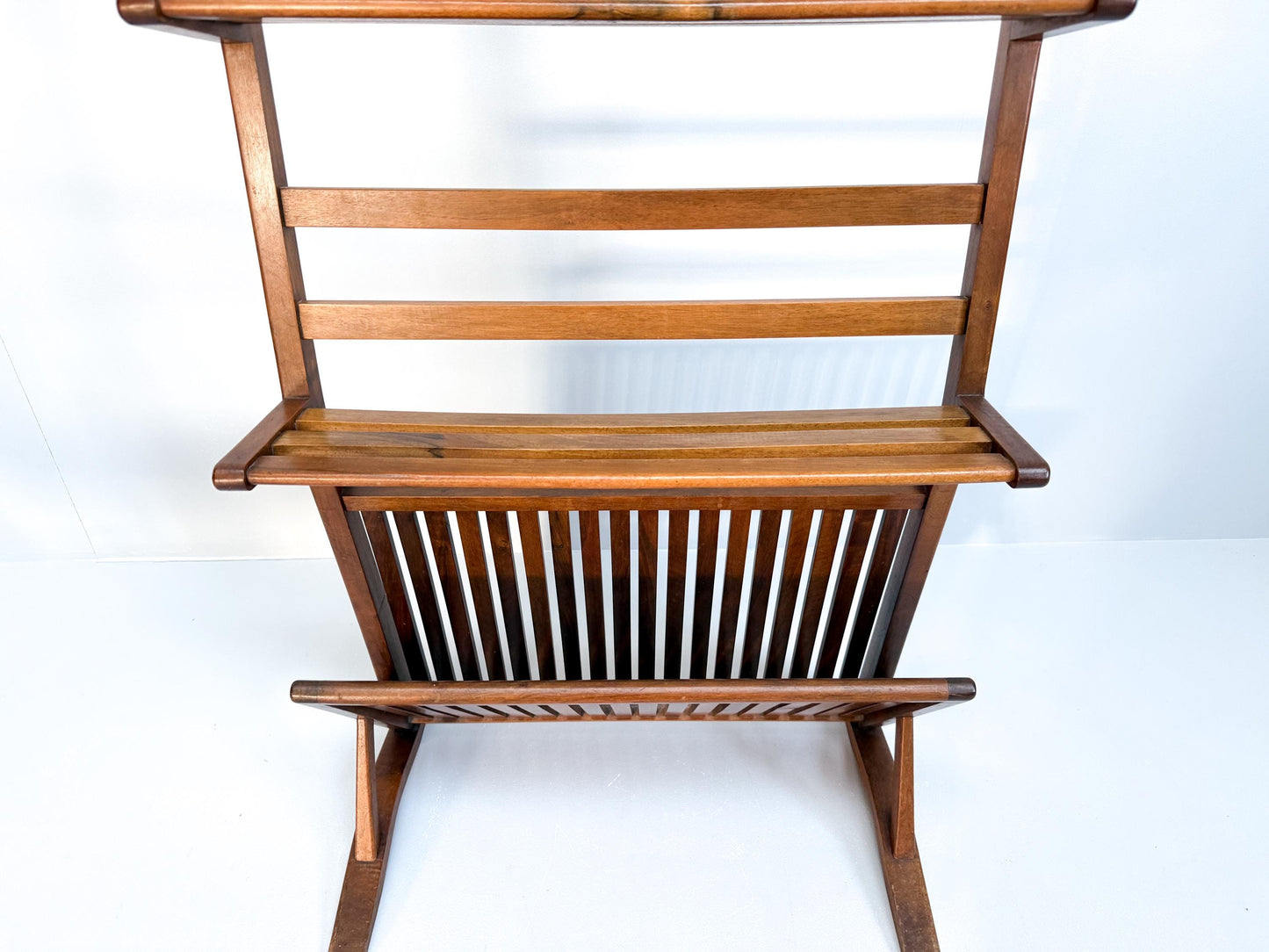 Vintage Mid-Century Walnut Bookshelf and Magazine Rack (1960s)