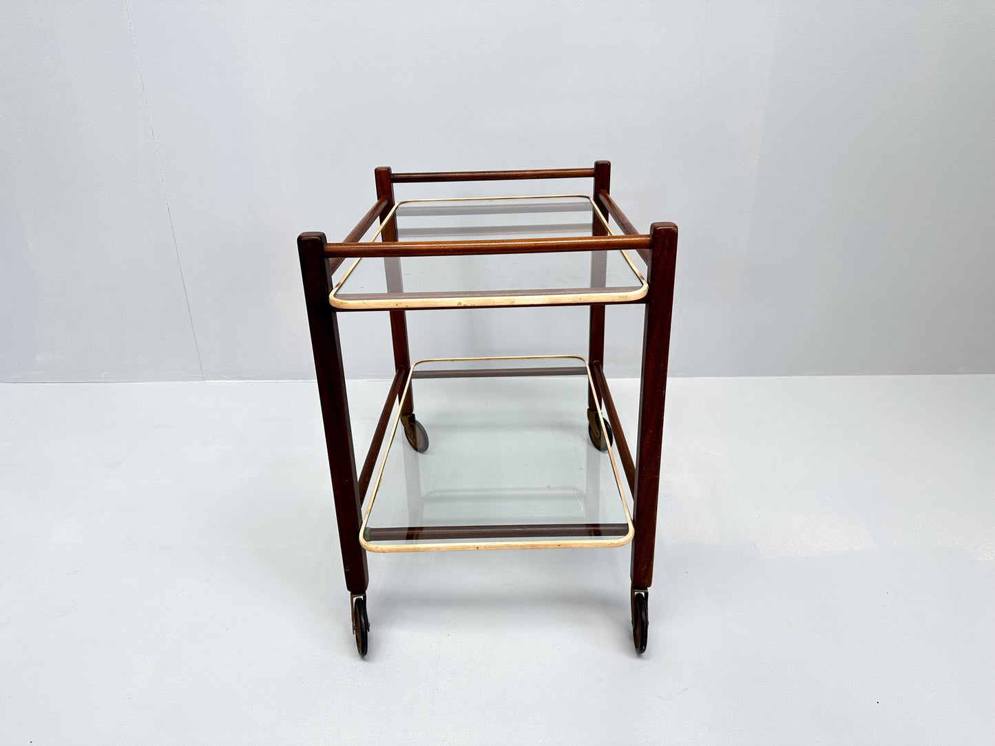 Vintage Teak Trolley with Two Glass Tops by Cees Braakman for Pastoe, 1950s