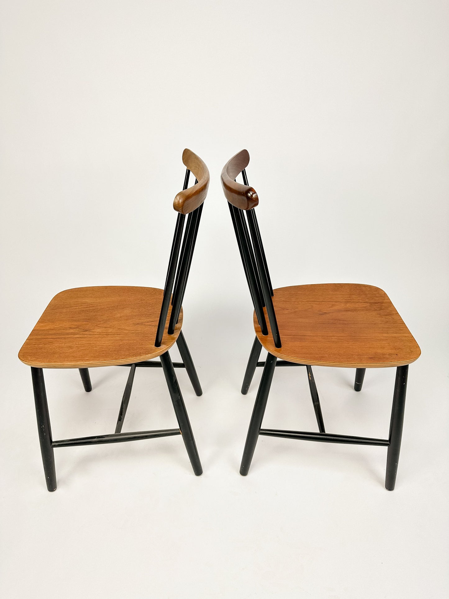 Set of Two Vintage Spindle Back Chairs in the style of Tapiovaara