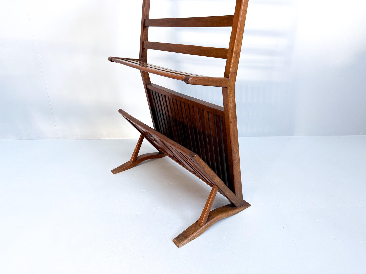 Vintage Mid-Century Walnut Bookshelf and Magazine Rack (1960s)