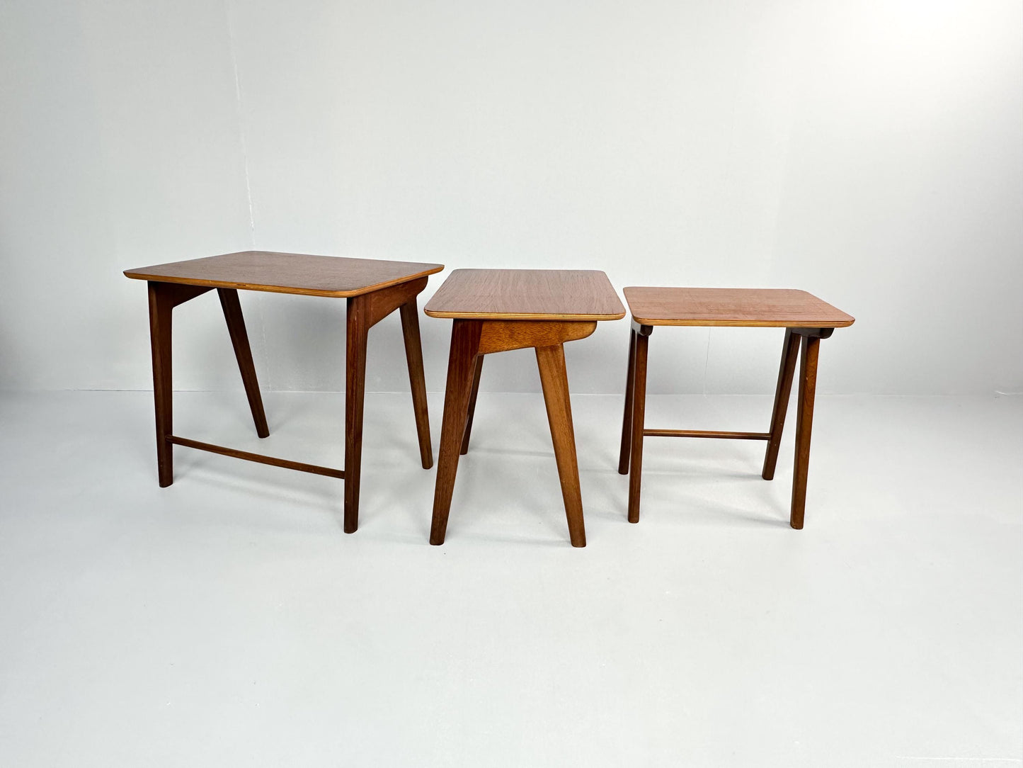 Vintage Teak Wood 3-Piece Nesting Tables – Netherlands, 1960s