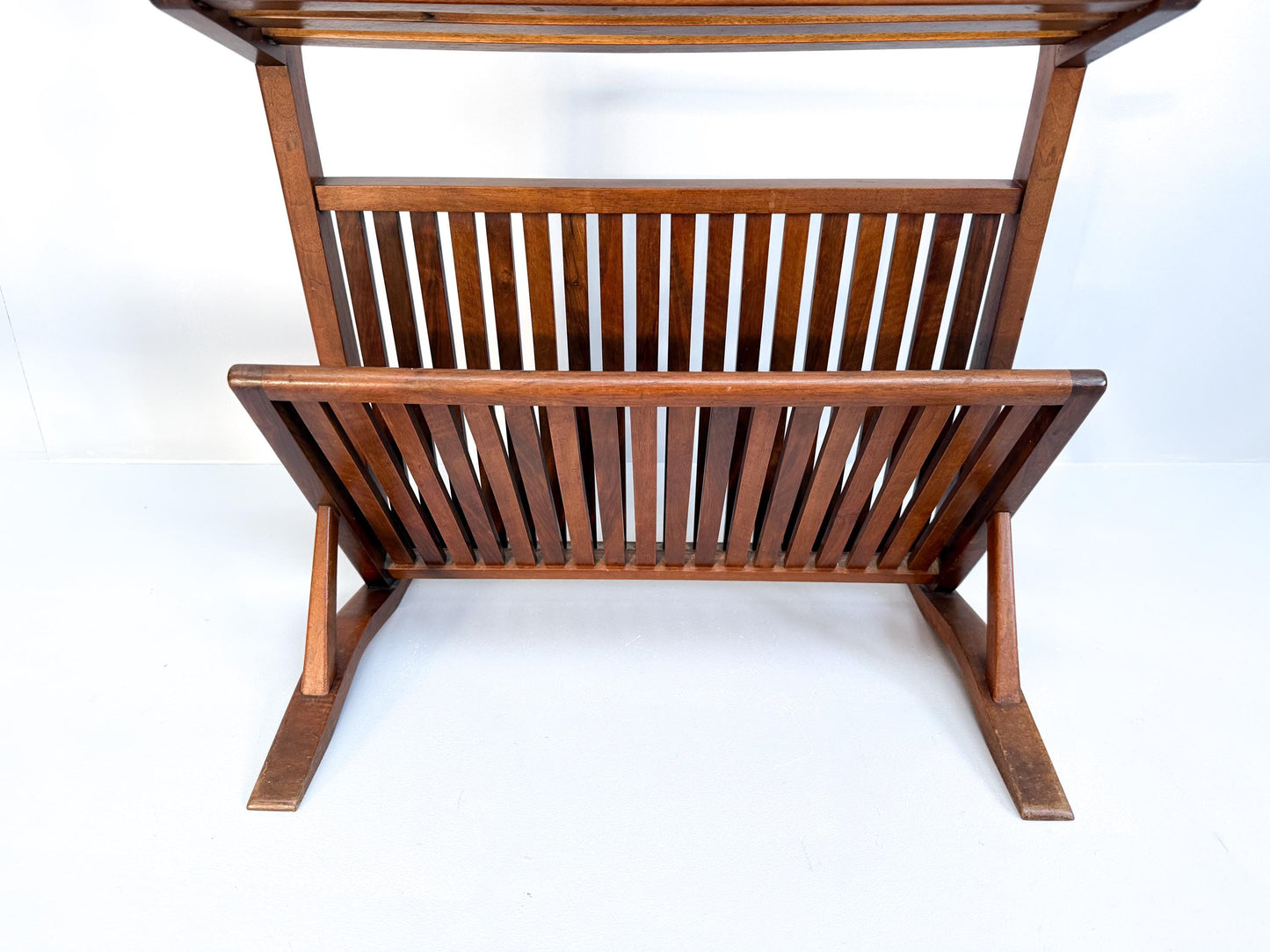 Vintage Mid-Century Walnut Bookshelf and Magazine Rack (1960s)