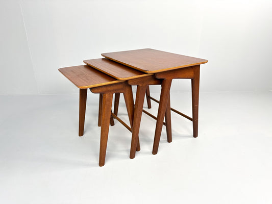 Vintage Teak Wood 3-Piece Nesting Tables – Netherlands, 1960s
