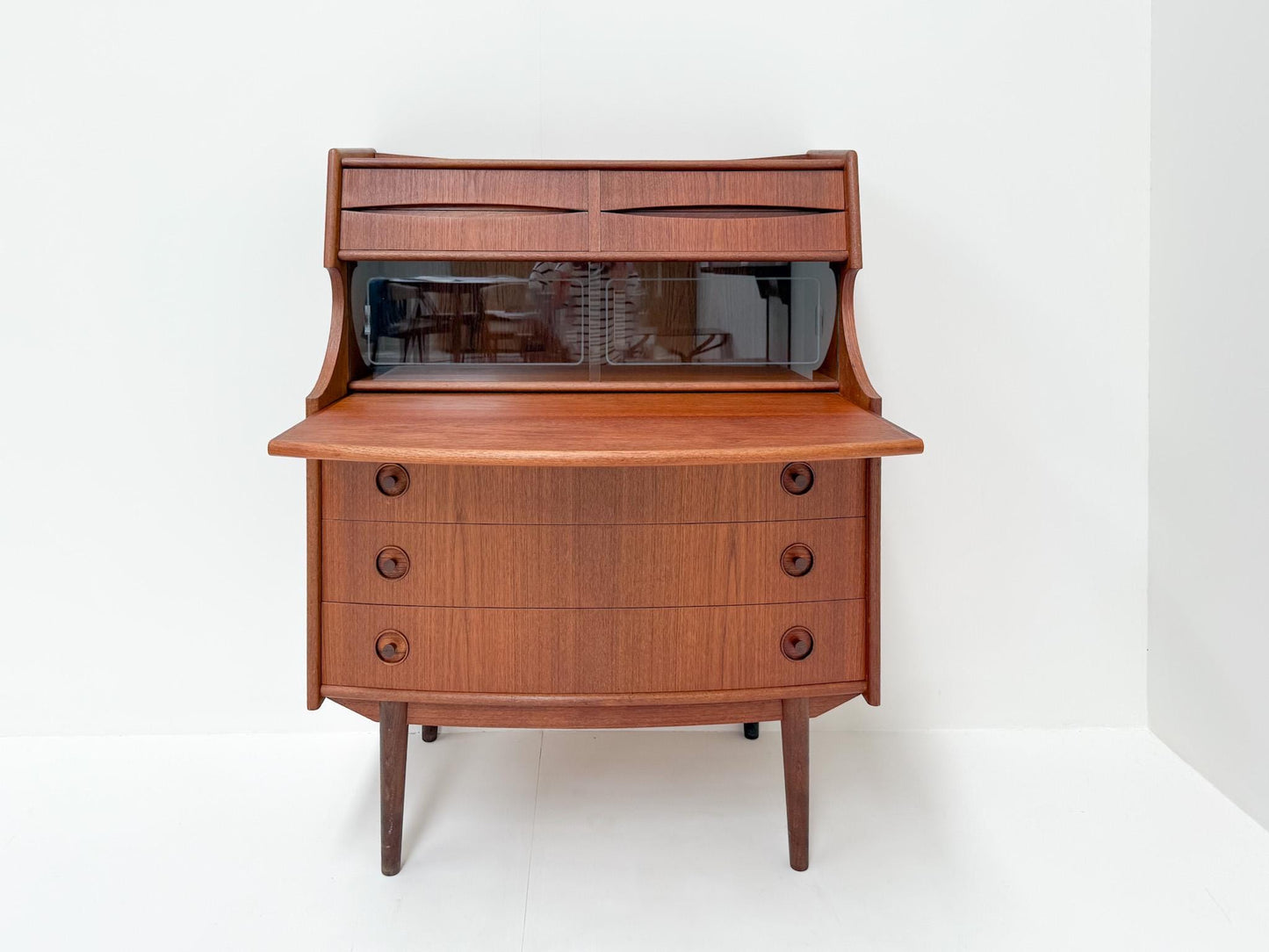 Mid-Century Teak Secretary Desk with Drawers | Gunnar Falsig by Falsig Mobler