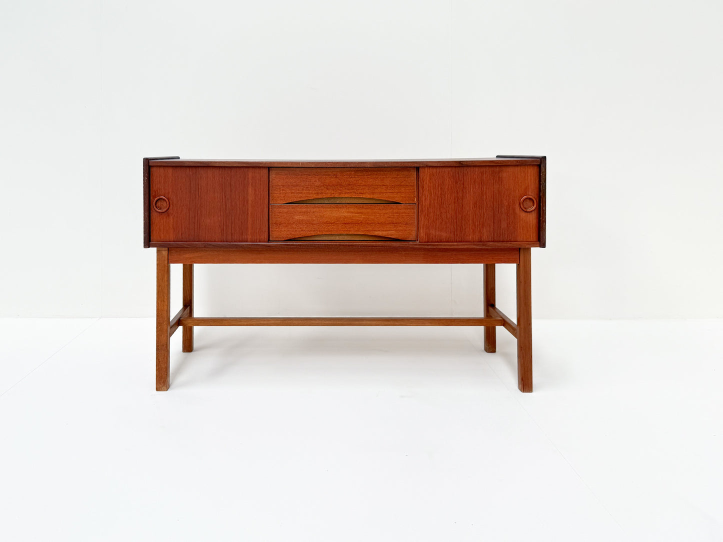 Mid-century Danish teak sideboard 1960s sliding doors and drawers