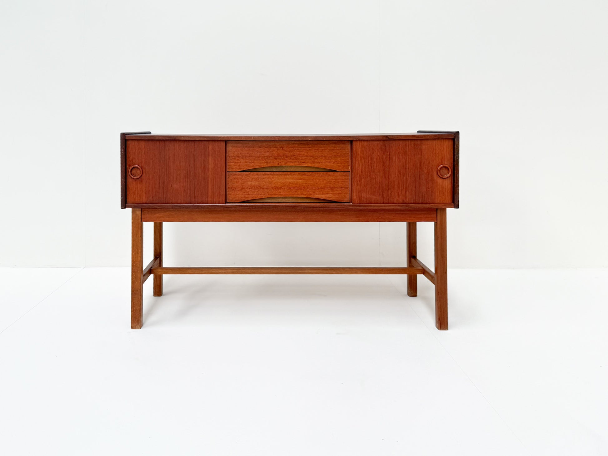 Mid-century Danish teak sideboard 1960s sliding doors and drawers