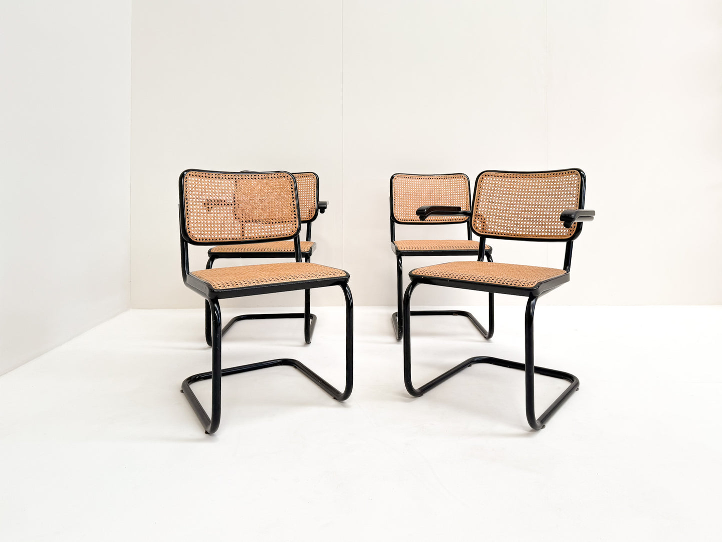 Marcel Breuer Cesca dining chairs Thonet B32 B64 1980s vintage set