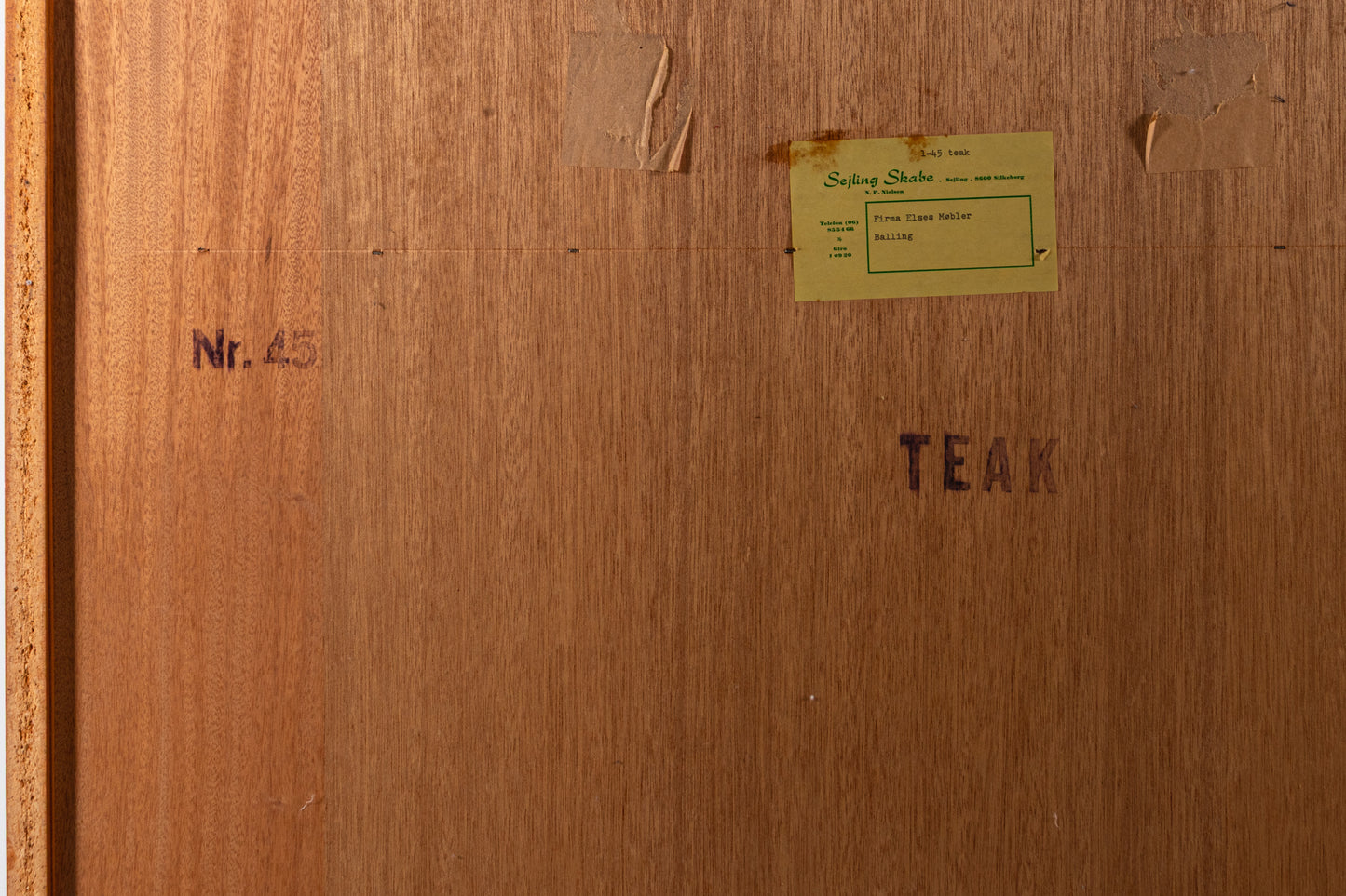Danish teak bookcase Sejling Skabe 1960s maker's mark