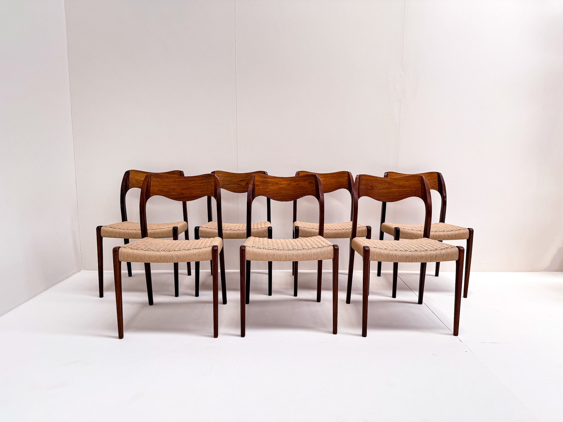 Set of 7 Niels Møller Model 71 rosewood dining chairs Denmark 1960s