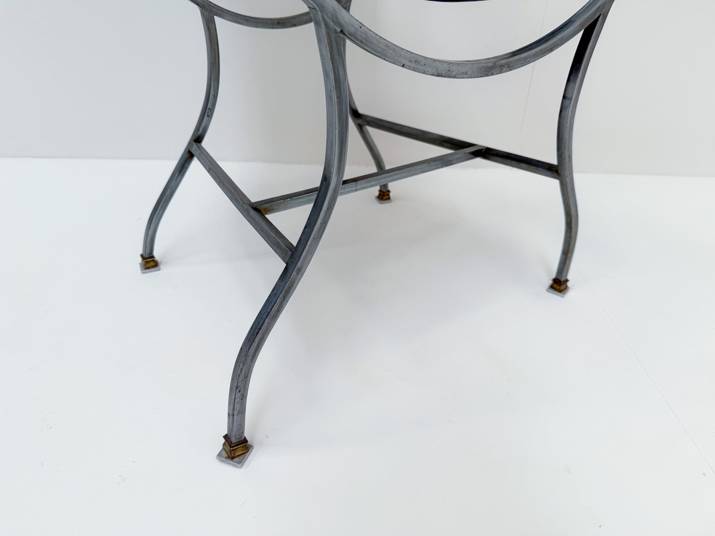 Alberto Orlandi Pompei Armchair in Steel, Bronze and Black Leather