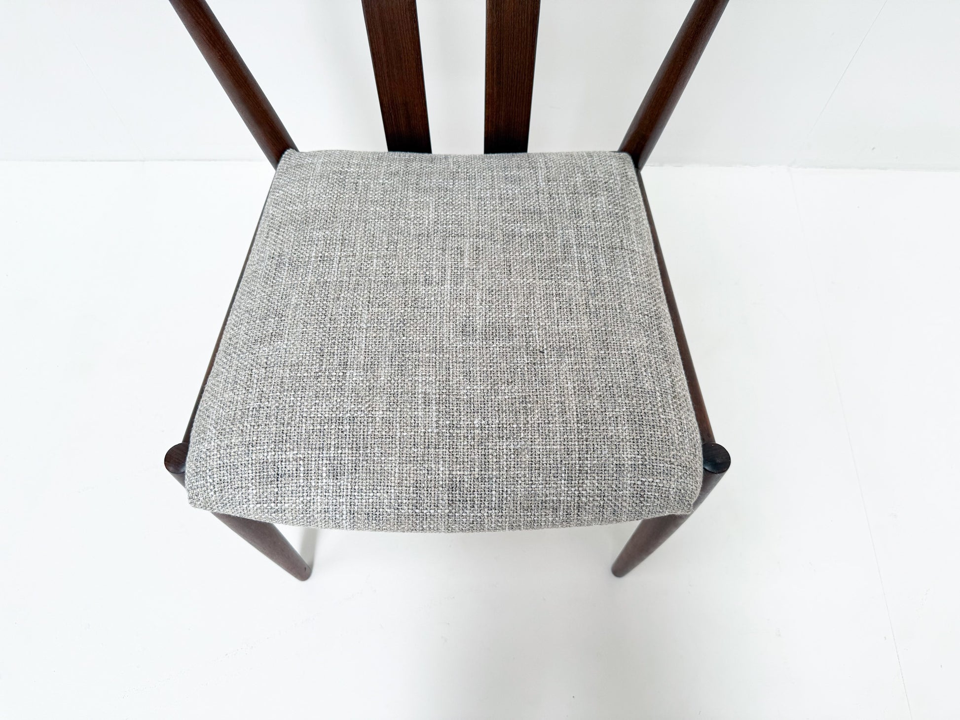 Scandinavian modern teak dining chairs set newly upholstered