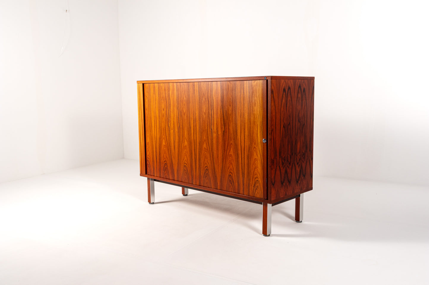 Mid-century rosewood cabinet with jaloezie sliding doors