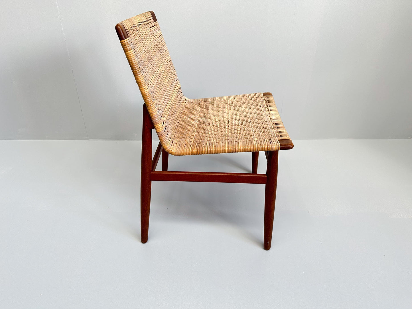 Rare Jørgen Høj Teak and Rattan Chair for Thorald Madsen, Denmark, 1950s