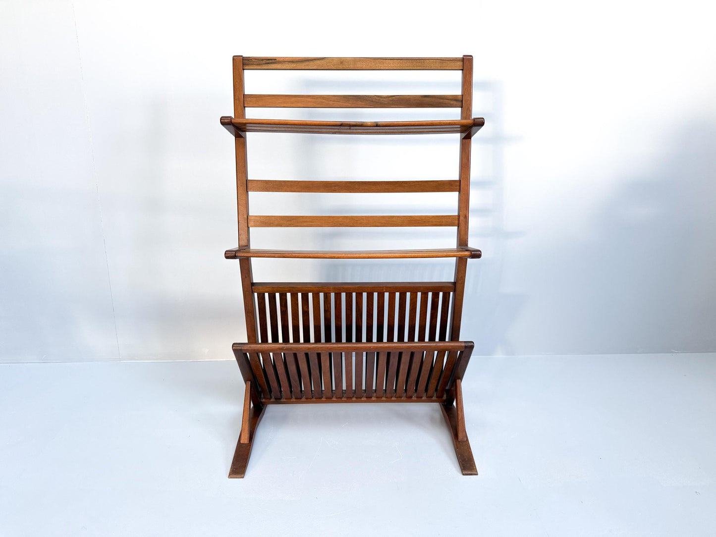 Vintage Mid-Century Walnut Bookshelf and Magazine Rack (1960s)