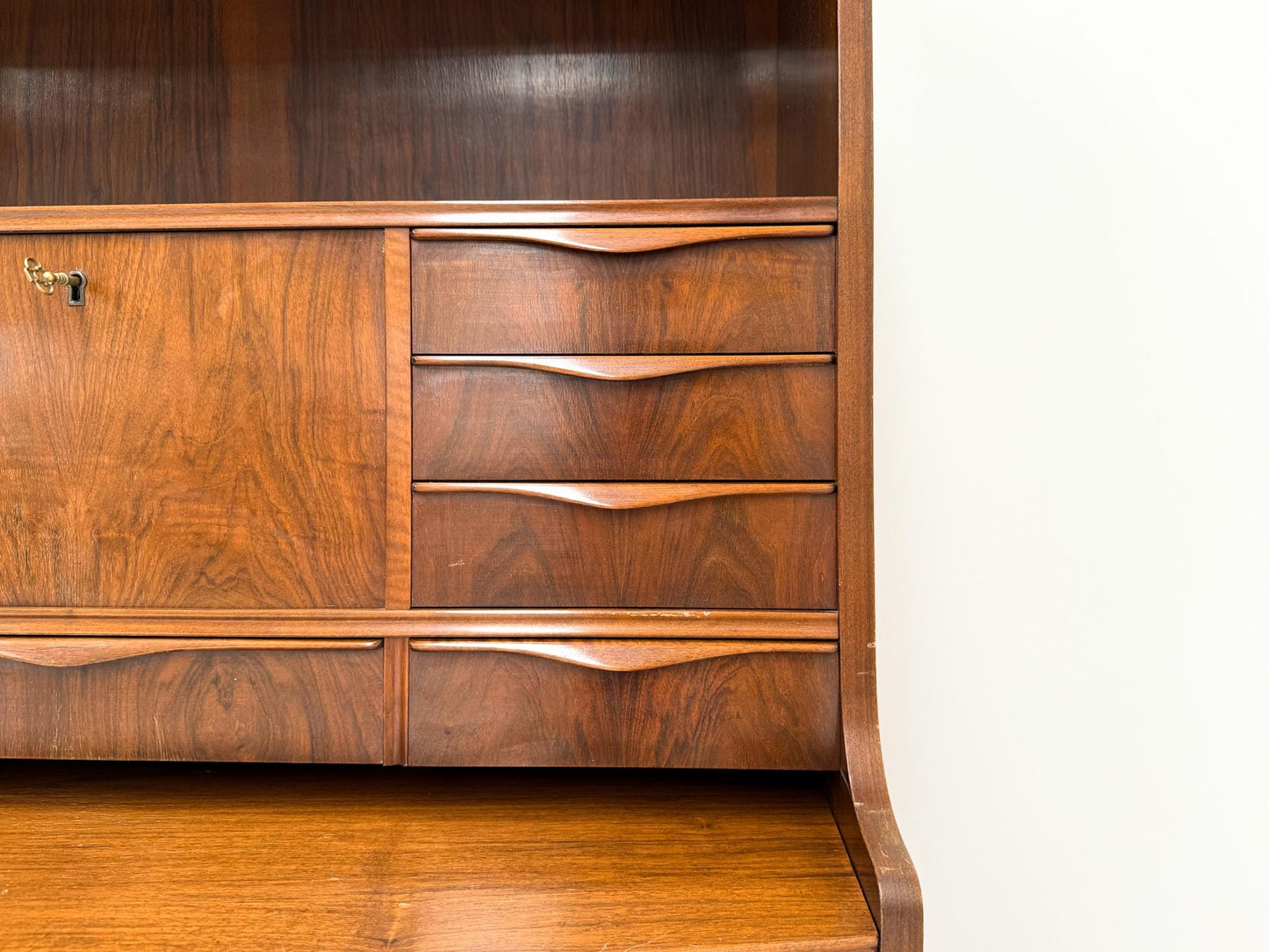 Erling Torvits Walnut Secretary Desk with Wave Front, Denmark, 1960s