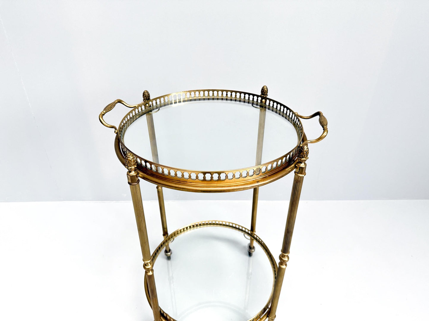 Vintage Mid-Century Brass & Glass Bar Cart, Hollywood Regency Serving Cart