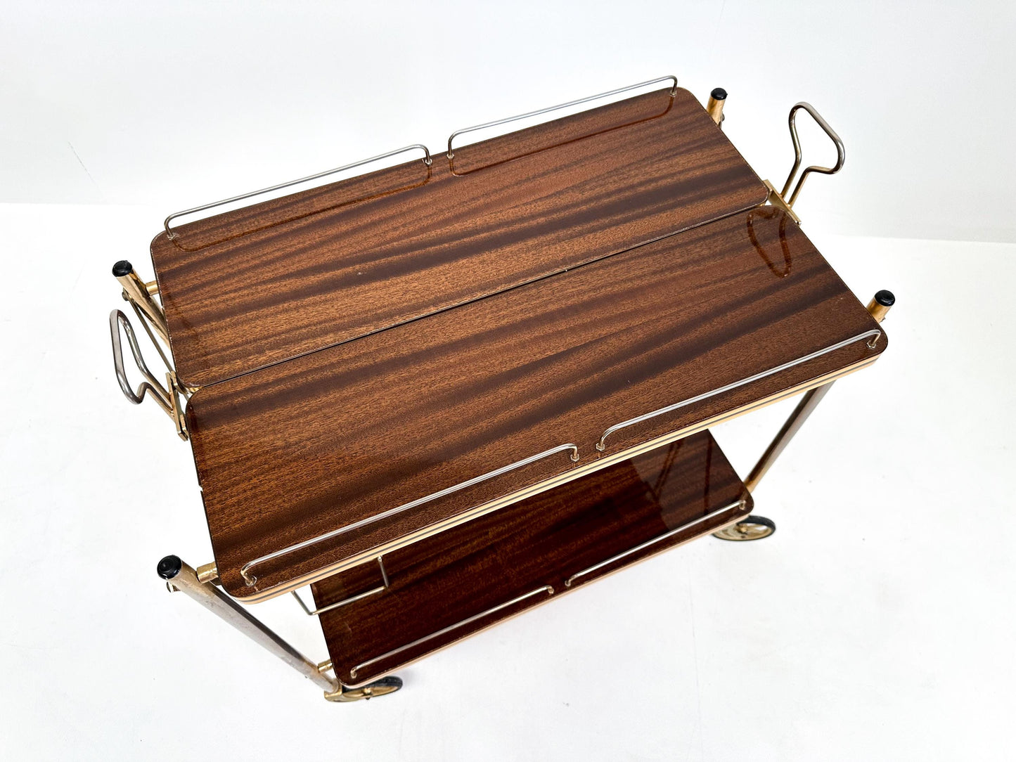 Vintage Mid-Century Folding Bar Cart Trolley: Drinks & Dessert Serving Cart