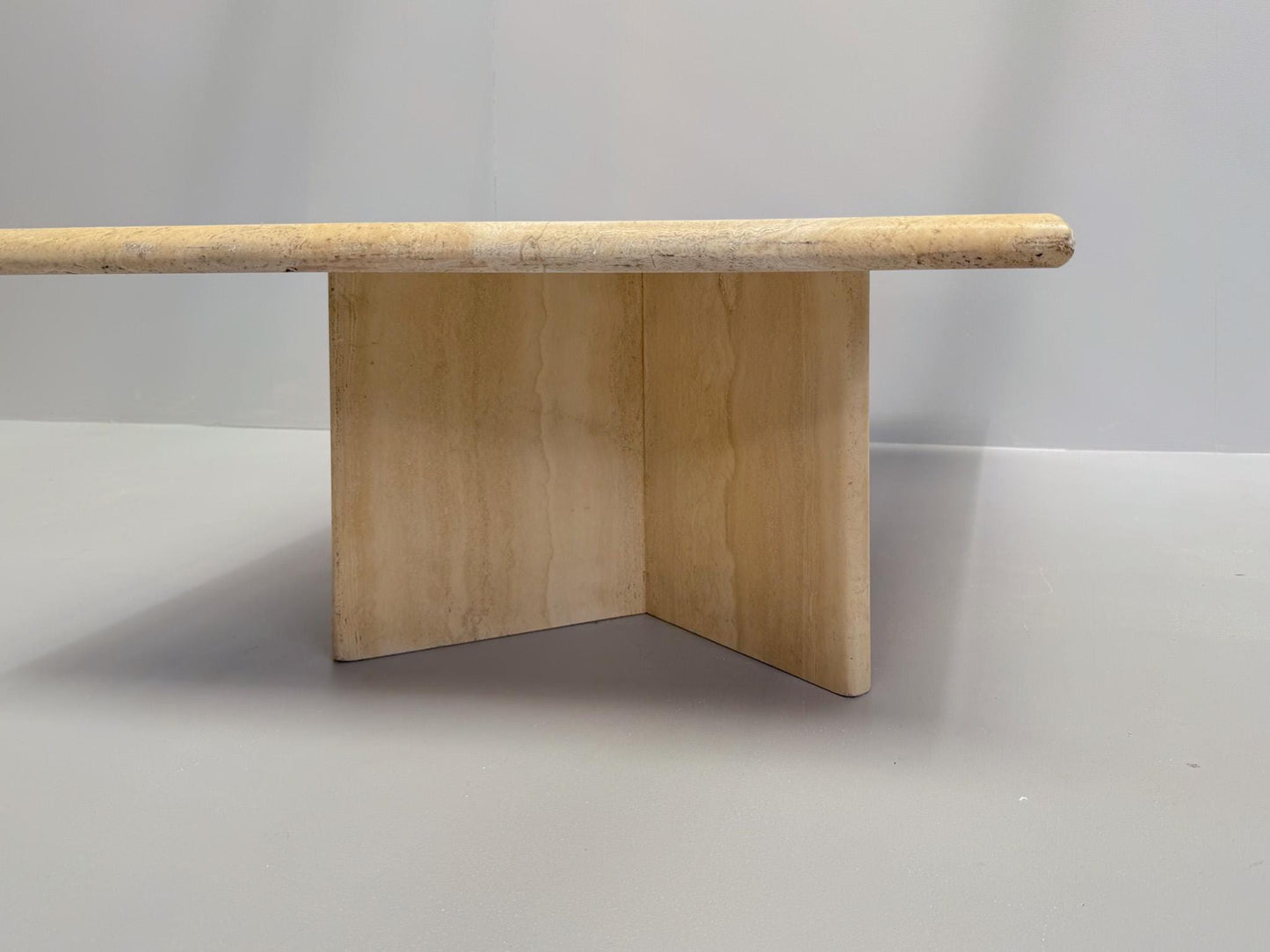 Travertine stone coffee table vintage 1970s postmodern furniture