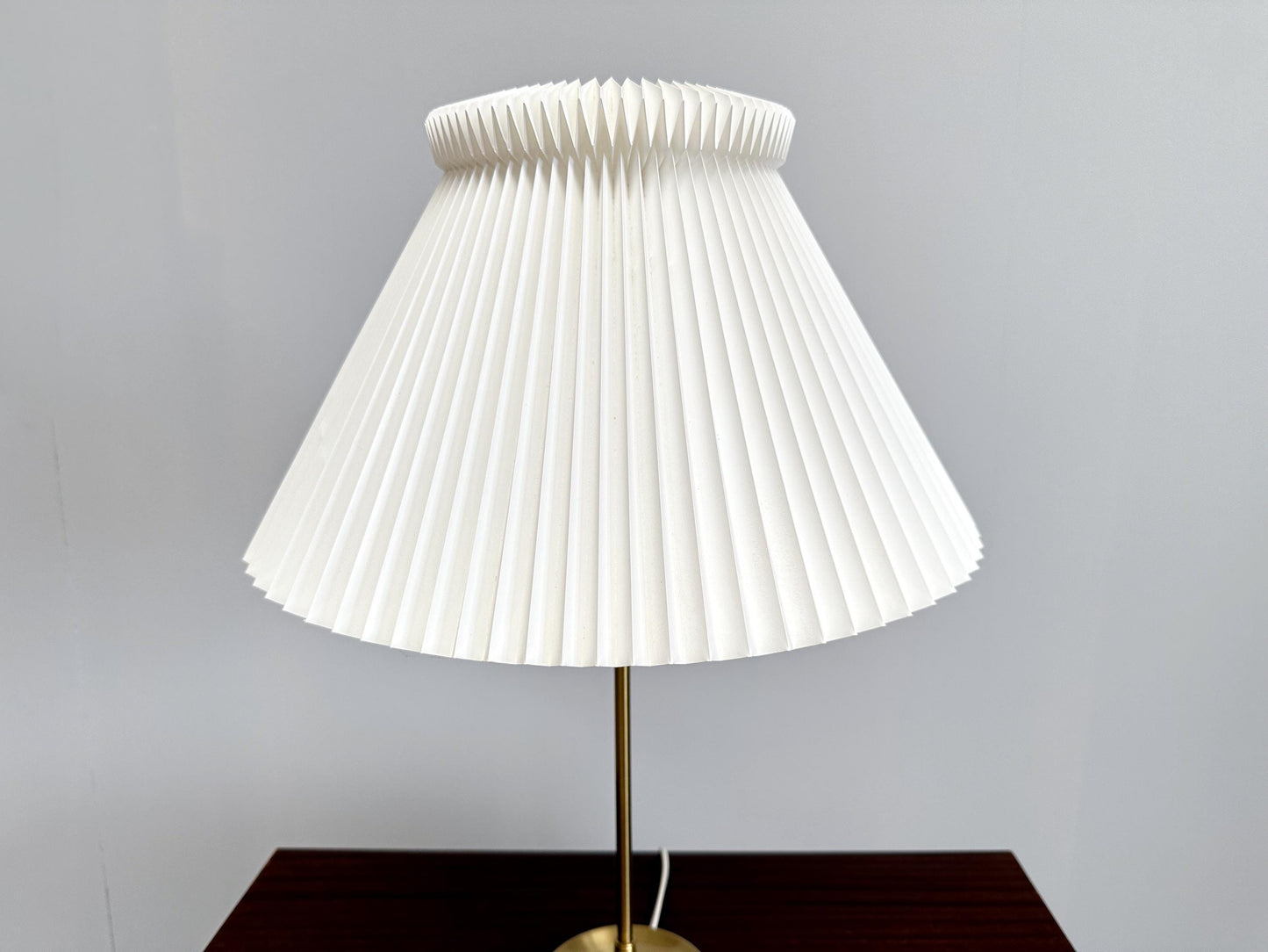 Vintage Le Klint 307 Table Lamp: Brass & Pleated Plastic Shade