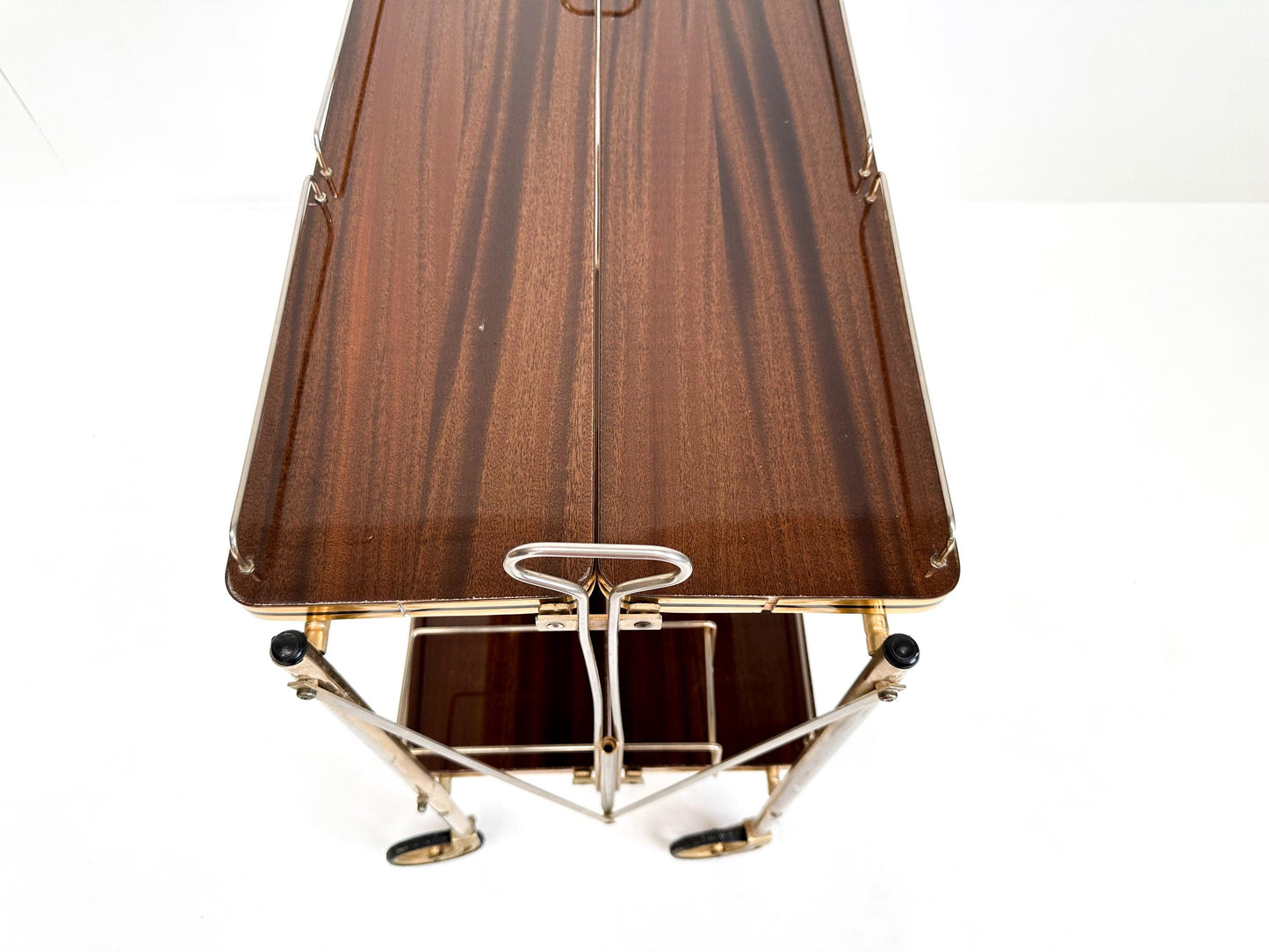 Vintage Mid-Century Folding Bar Cart Trolley: Drinks & Dessert Serving Cart