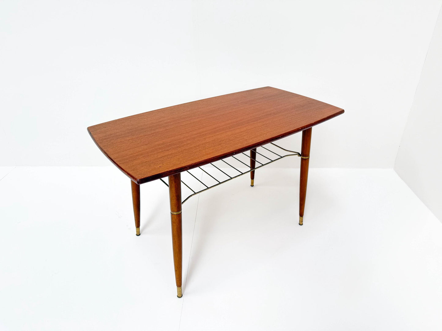 Mid-Century Modern Coffee Table with Brass Details