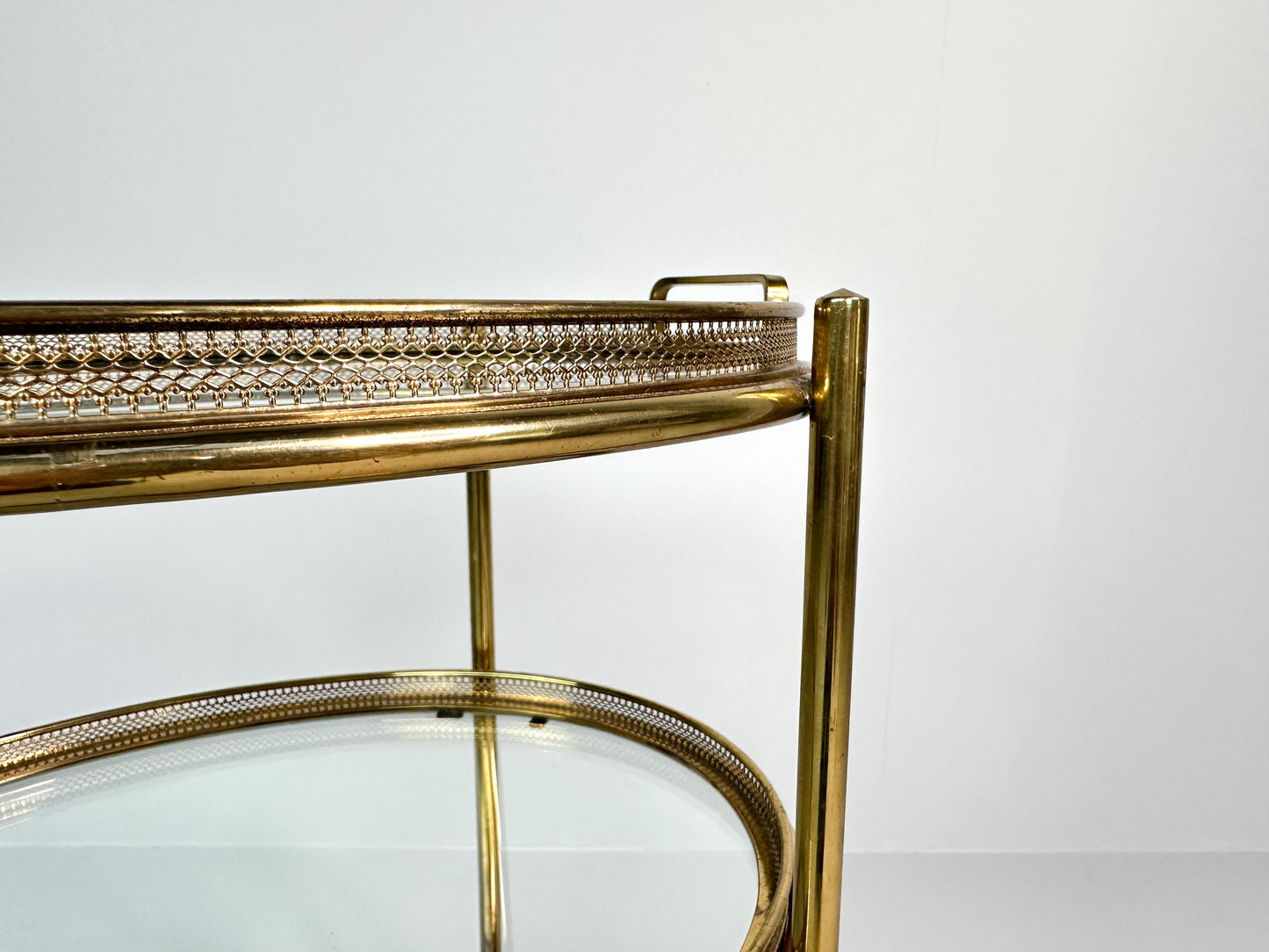 Vintage Italian Three Tier EtagEre In Brass And Glass | Hollywood Regency Serving Cart