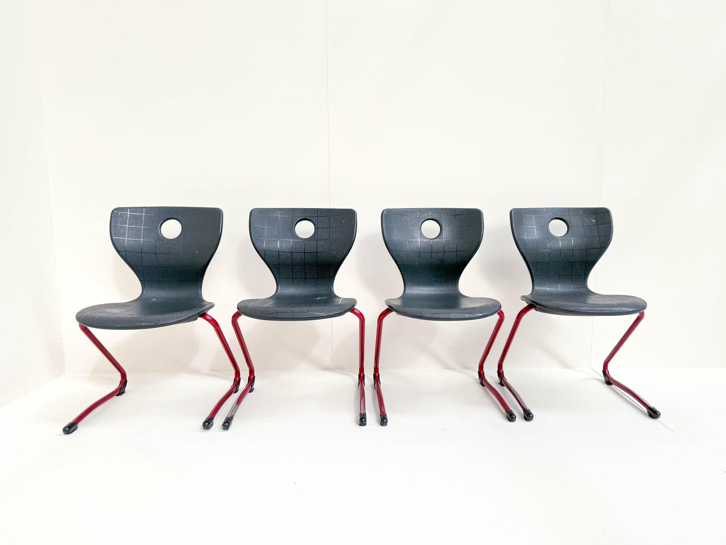 Set of 4 Verner Panton for VS Black School Chairs, 2005