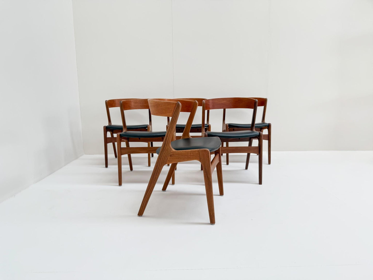 Scandinavian modern teak dining chair set