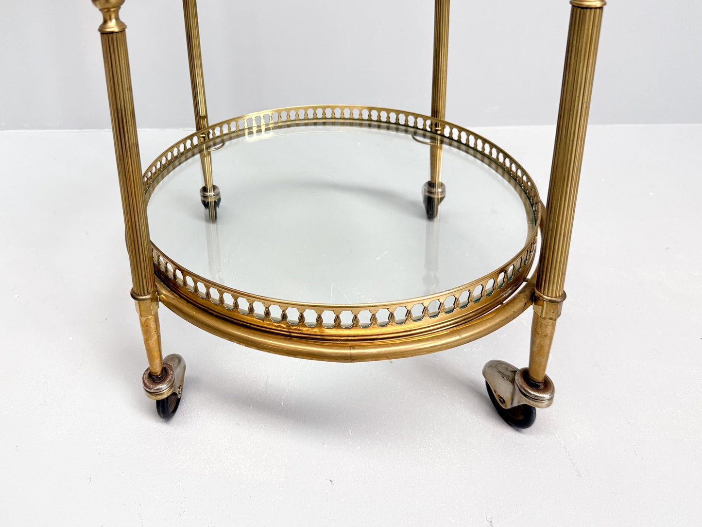 Vintage Mid-Century Brass & Glass Bar Cart, Hollywood Regency Serving Cart