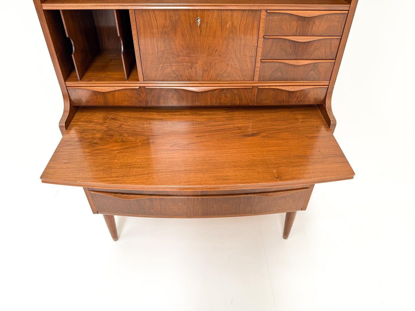 Erling Torvits Walnut Secretary Desk with Wave Front, Denmark, 1960s