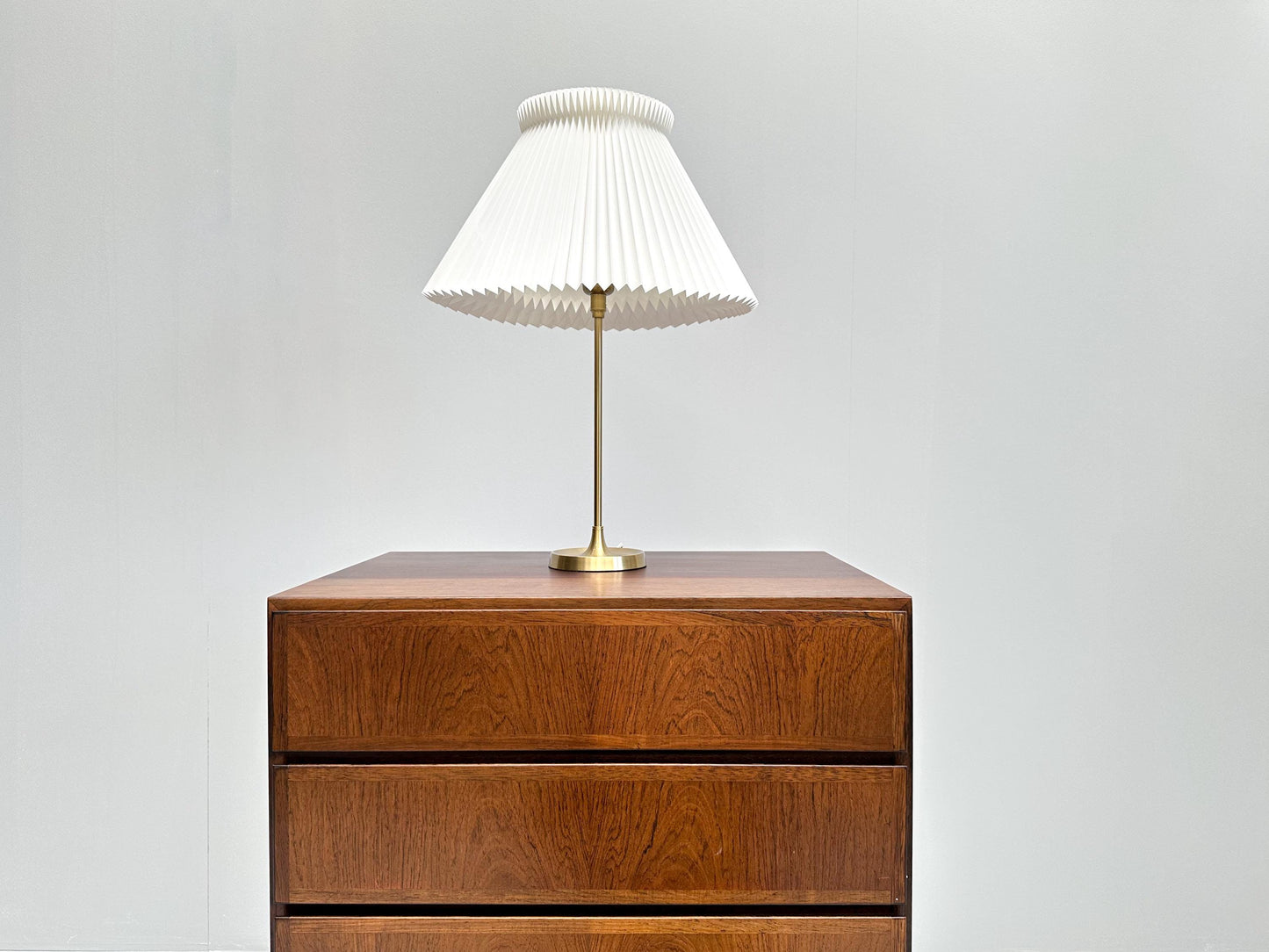 Vintage Le Klint 307 Table Lamp: Brass & Pleated Plastic Shade