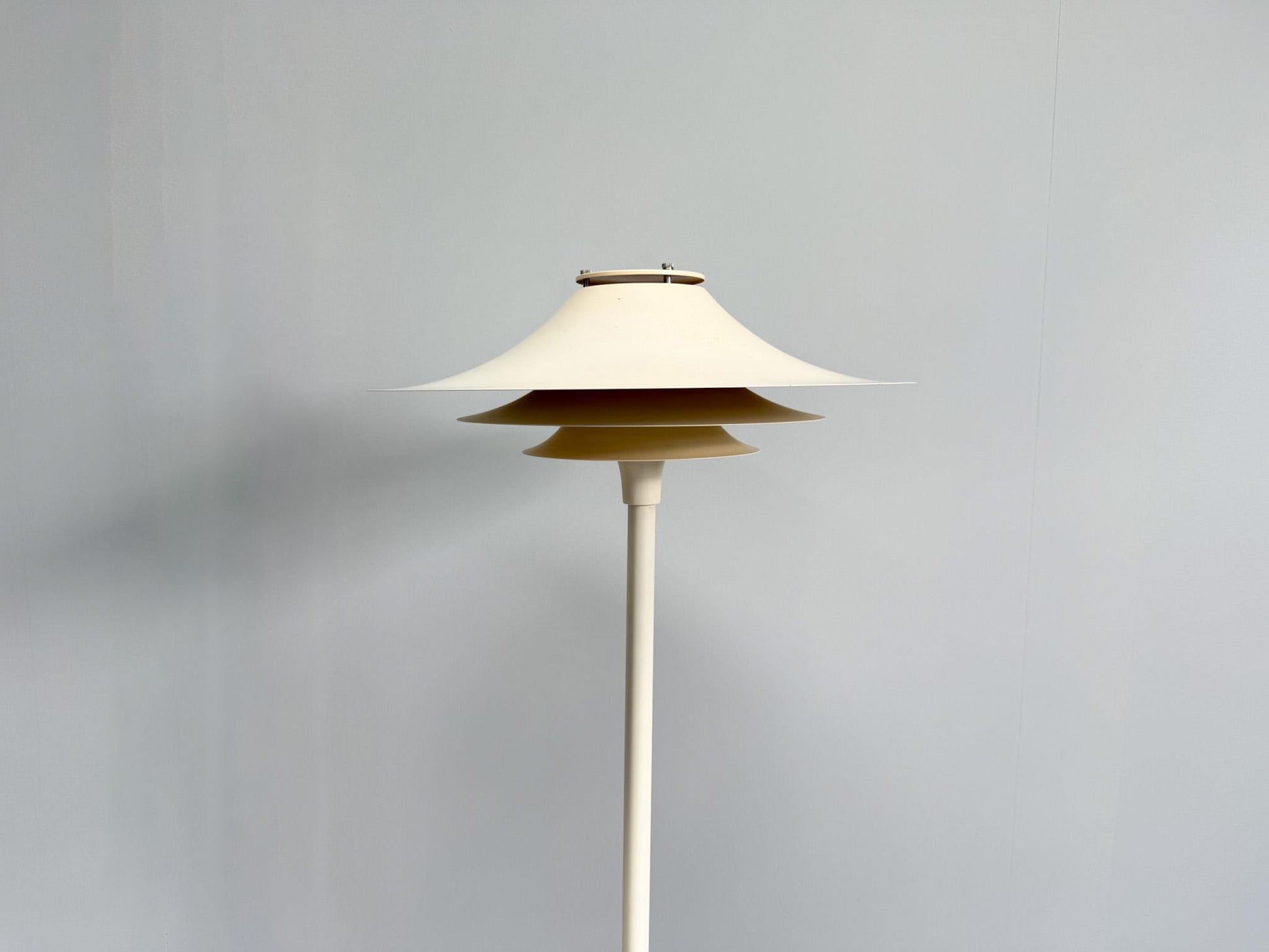 1970s Danish floor lamp Lyfa Adina white shade Scandinavian design