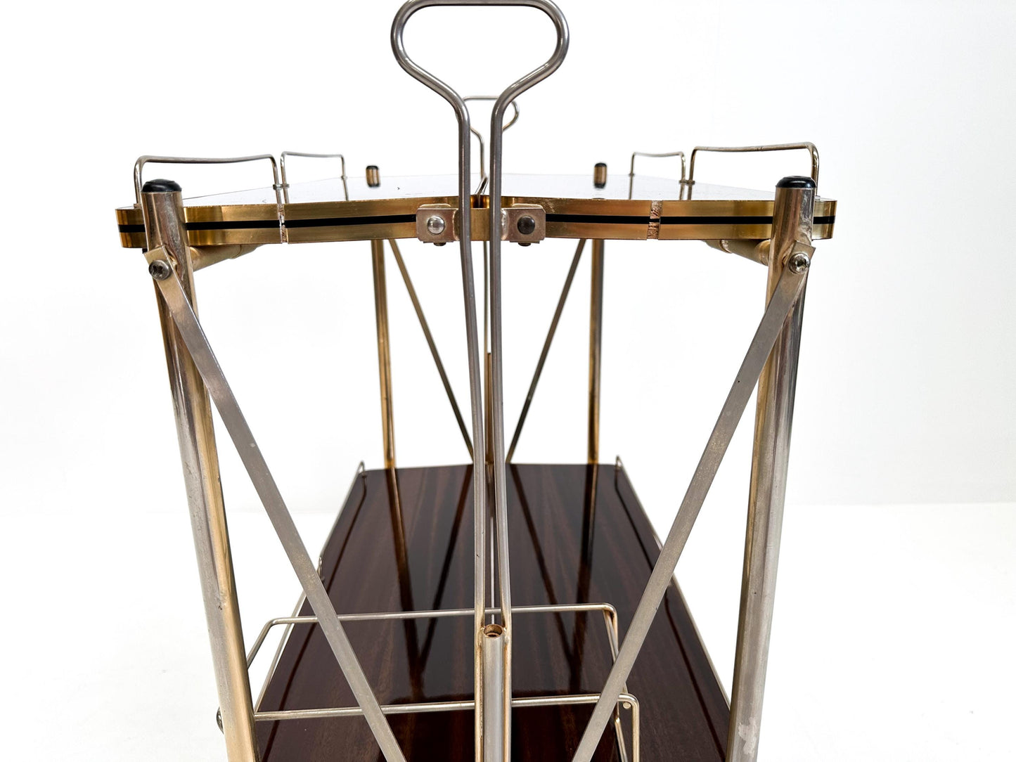 Vintage Mid-Century Folding Bar Cart Trolley: Drinks & Dessert Serving Cart