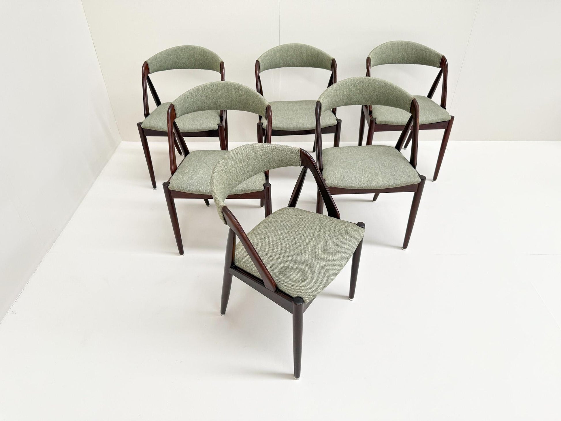 Scandinavian mid-century modern teak dining chair set Kai Kristiansen