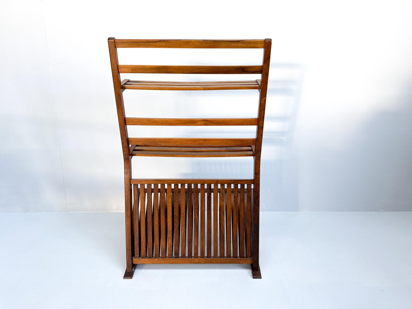 Vintage Mid-Century Walnut Bookshelf and Magazine Rack (1960s)